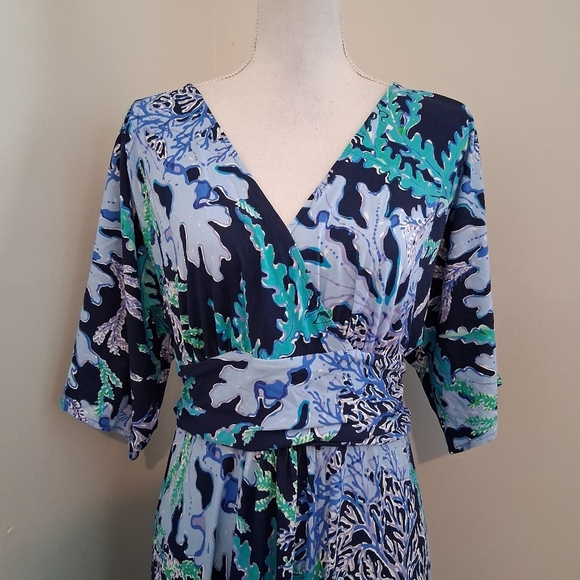 Lilly Pulitzer Parigi Maxi Dress Deep Indigo Swish Sway Navy Blue Size L NWT - Picture 3 of 9